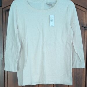 LOFT Soft Cream Scoop Neck Knit Top